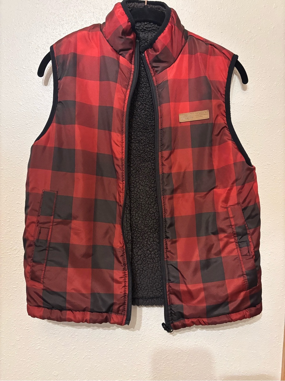 Buffalo David Bitton Red and Black Plaid Puffer Vest